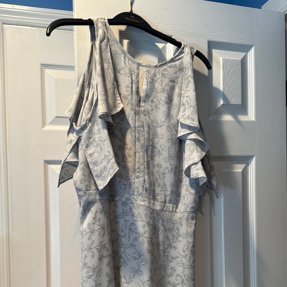 Elegant Gray Sleeveless Dress with Ruffle Details